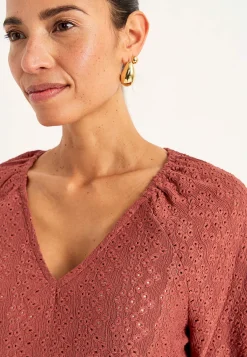 Cellbes of Sweden Trikåtunika med hålbroderi Rost Sale