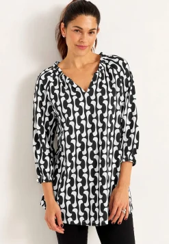 Cellbes of Sweden Trikåtunika med 3/4-långa ärmar Svart / Vit / Mönstrad Best