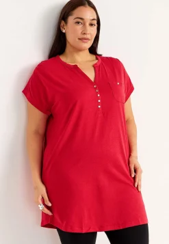 Cellbes of Sweden Trikåtunika med metallknappar Röd Best