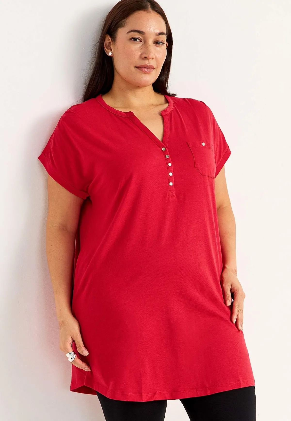 Cellbes of Sweden Trikåtunika med metallknappar Röd Best