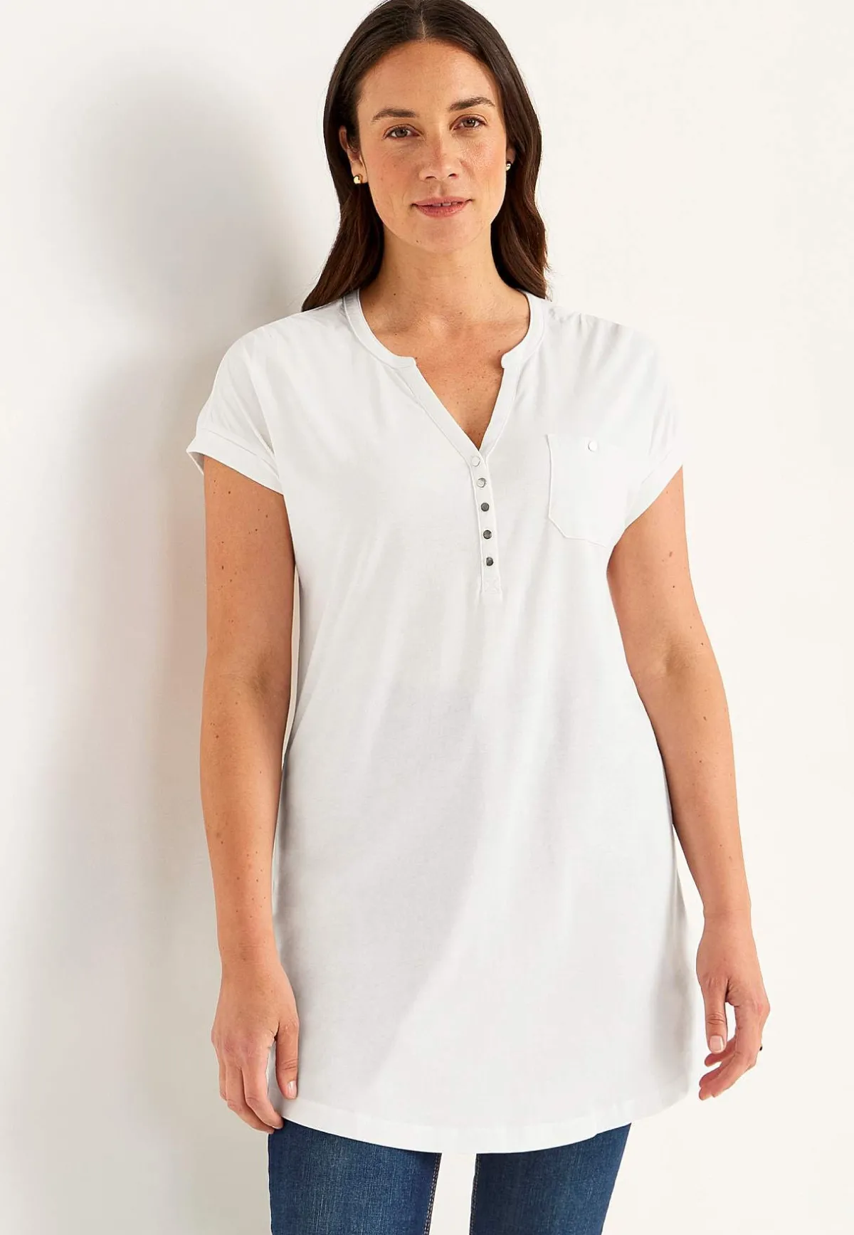 Cellbes of Sweden Trikåtunika med metallknappar Vit New
