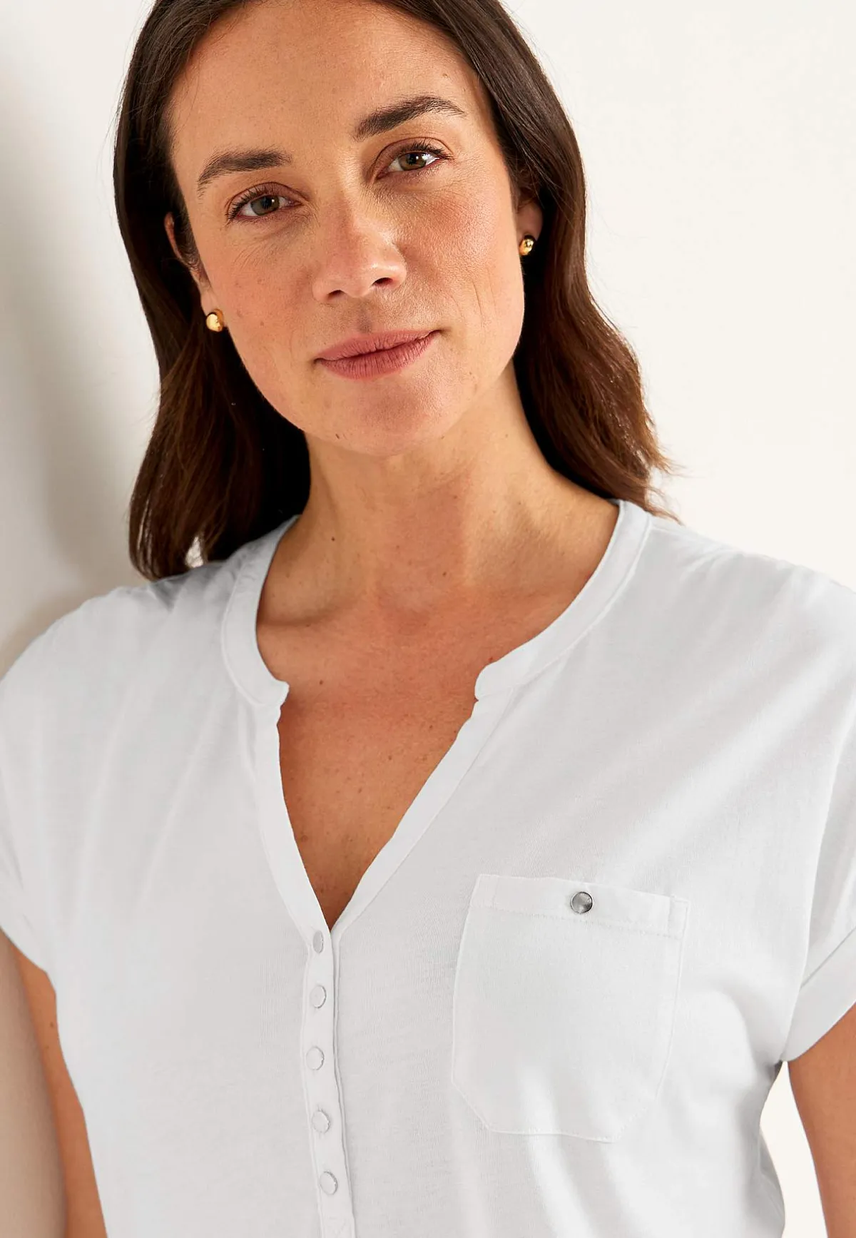 Cellbes of Sweden Trikåtunika med metallknappar Vit New