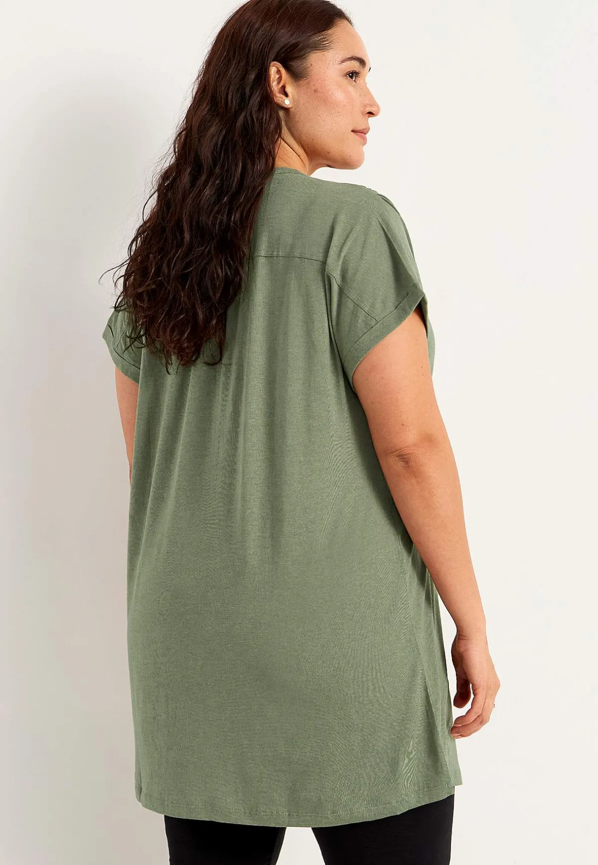 Cellbes of Sweden Trikåtunika med metallknappar Ljus khakigrön Online