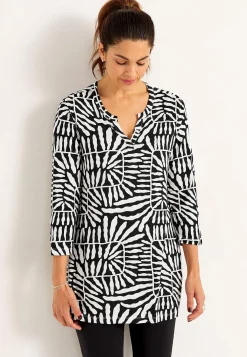 Cellbes of Sweden Trikåtunika med 3/4-ärm Svart / Vit / Mönstrad Hot