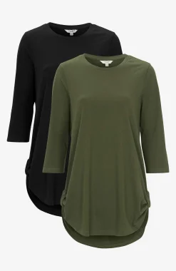 Cellbes of Sweden Trikåtunika med 3/4-ärm Alexia 2-pack Mörk khakigrön + Svart Online