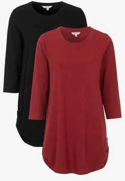 Cellbes of Sweden Trikåtunika med 3/4-ärm Alexia 2-pack Vinröd + Svart