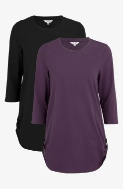 Cellbes of Sweden Trikåtunika med 3/4-ärm Alexia 2-pack Mörklila + Svart