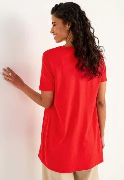 Cellbes of Sweden Trikåtunika med smickrande veck Röd Hot