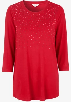 Cellbes of Sweden Trikåtunika med strassdetaljer Röd New