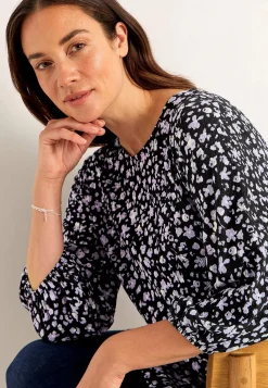 Cellbes of Sweden Trikåtunika med struktur Svart / Lila / Mönstrad