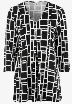 Cellbes of Sweden Trikåtunika med veckdetalj Svart / Vit / Mönstrad Sale
