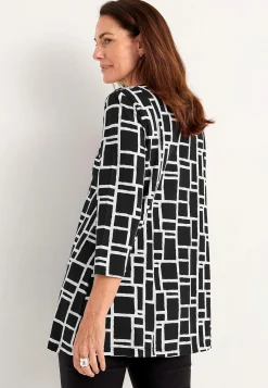 Cellbes of Sweden Trikåtunika med veckdetalj Svart / Vit / Mönstrad Sale