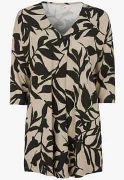 Cellbes of Sweden Trikåtunika med veckdetalj Beige / Svart / Mönstrad Sale