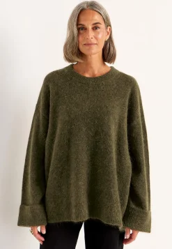 Cellbes of Sweden Tröja Premium i mohair- och ullblandning Mörkgrön / Melerad Clearance