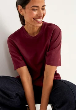 Cellbes of Sweden T-shirt i kraftig bomullstrikå Vinröd Best