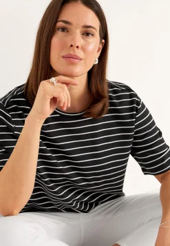 Cellbes of Sweden T-shirt i kraftig trikå Randig / Svart / Beige Best