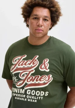 JACK & JONES PLUS T-shirt med stort tryck framtill Mörkgrön Discount