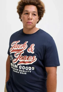 JACK & JONES PLUS T-shirt med stort tryck framtill Mörkgrön Discount