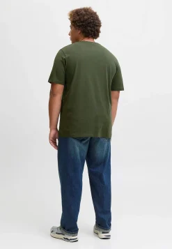 JACK & JONES PLUS T-shirt med stort tryck framtill Mörkgrön Discount