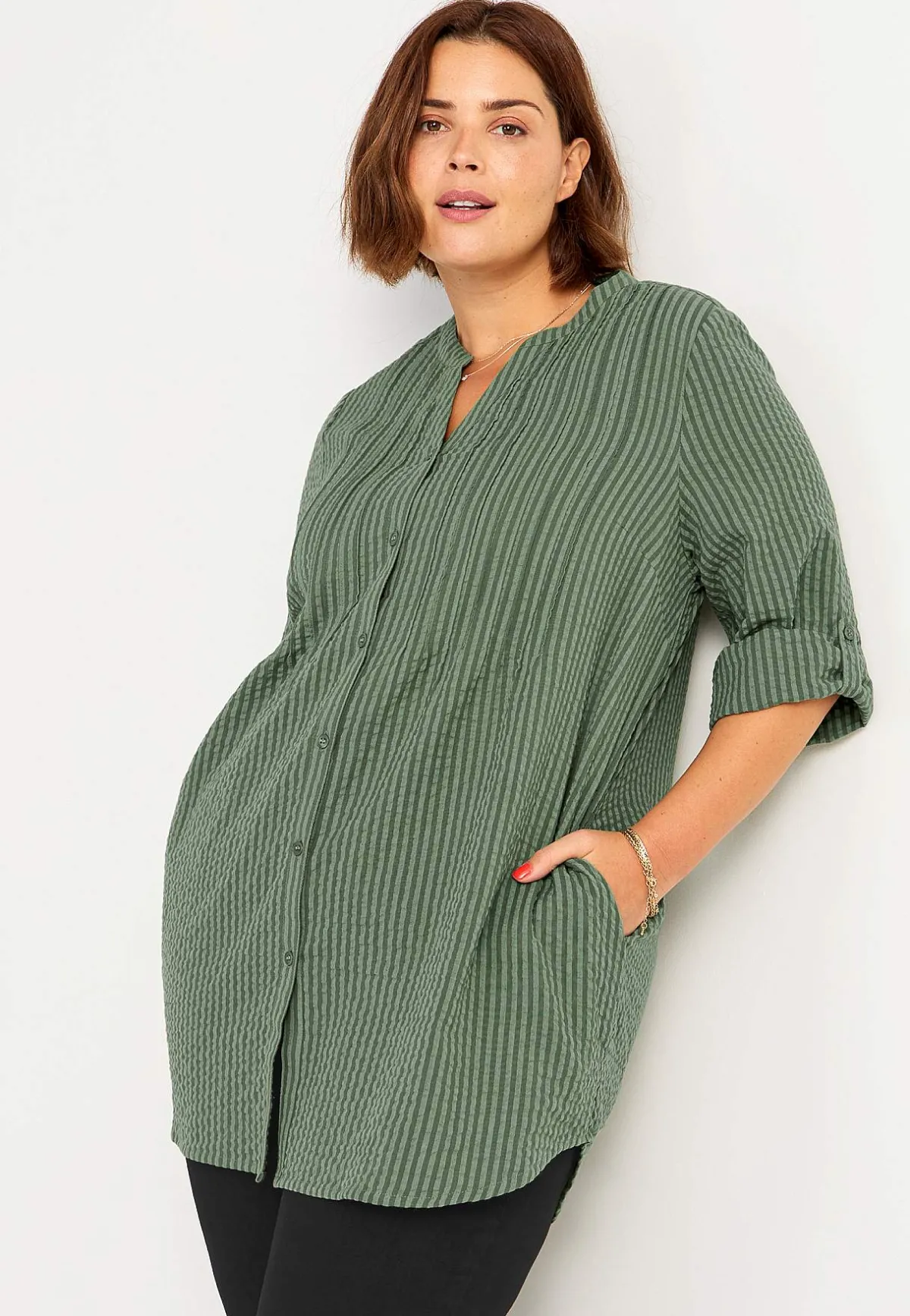 Cellbes of Sweden Tunika i bäckebölja Khakigrön / Randig Clearance