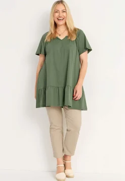 Cellbes of Sweden Tunika med volang nertill Khakigrön Hot