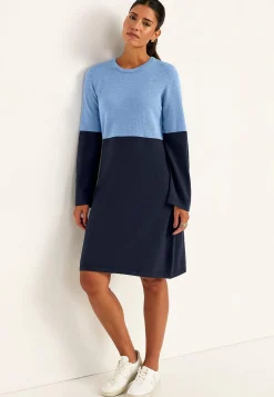 Cellbes of Sweden Tvåfärgad, finstickad klänning Blå / Marin New