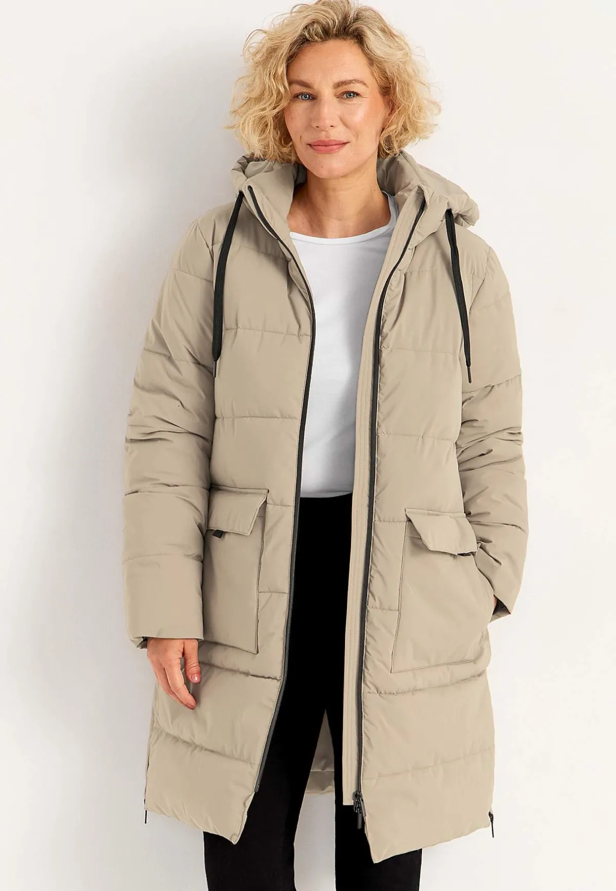 Cellbes of Sweden Varm jacka med sidodragkedjor nertill Mörk beige Hot