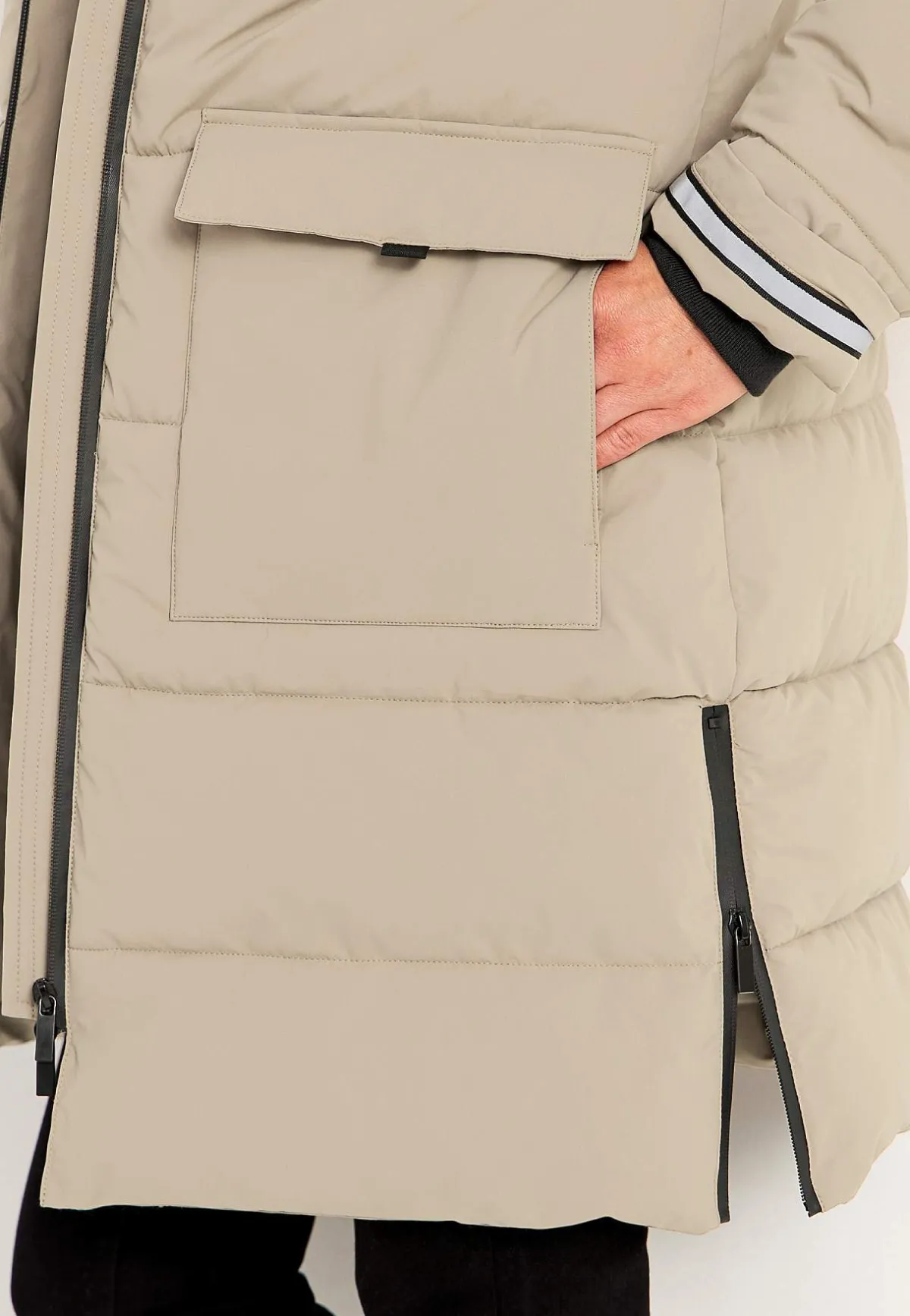 Cellbes of Sweden Varm jacka med sidodragkedjor nertill Mörk beige Hot