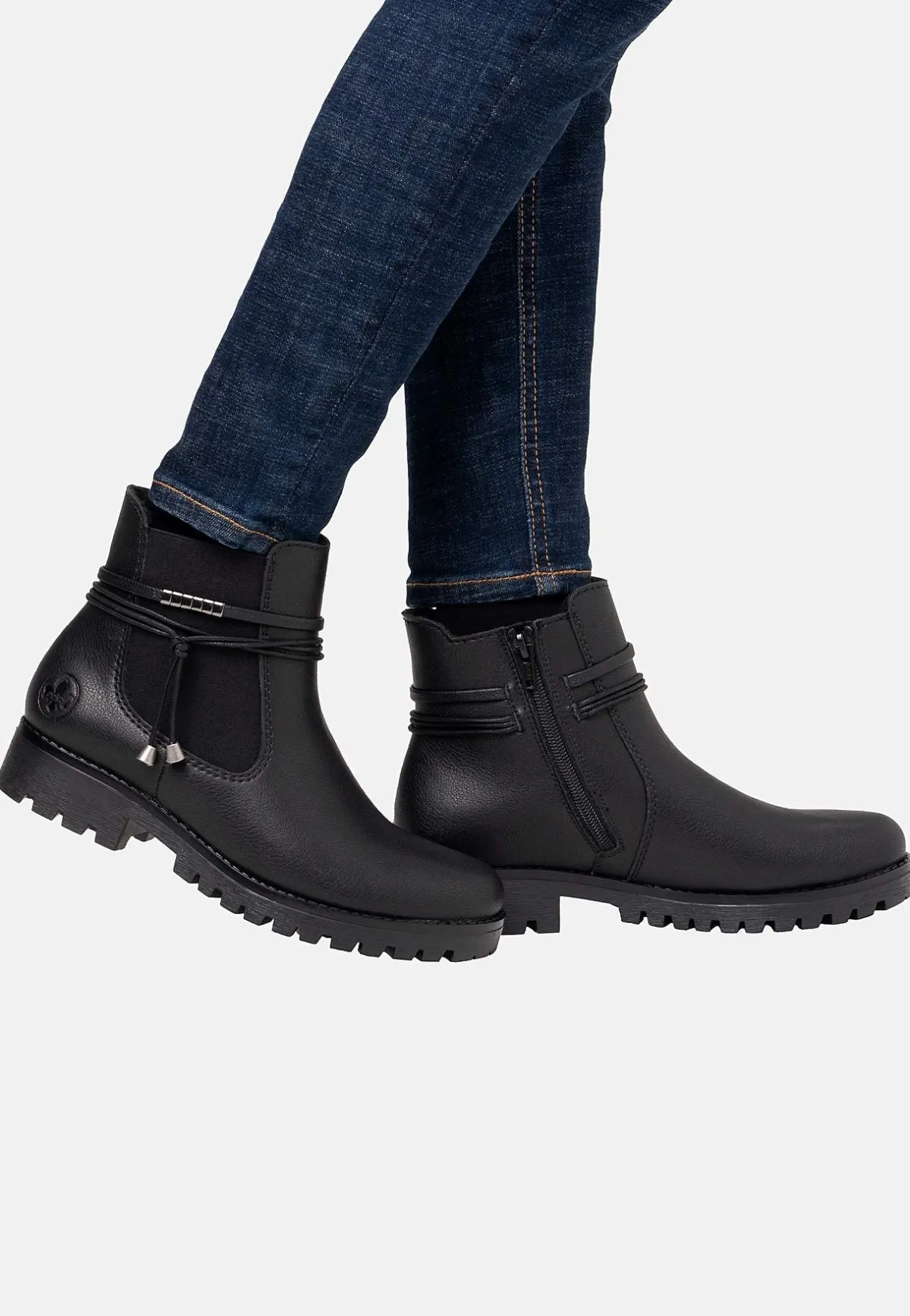 Rieker Varmfodrad känga i skinn Svart Sale