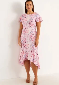 Cellbes of Sweden Volangklänning med fjärilsärmar Rosa / Blommig Best