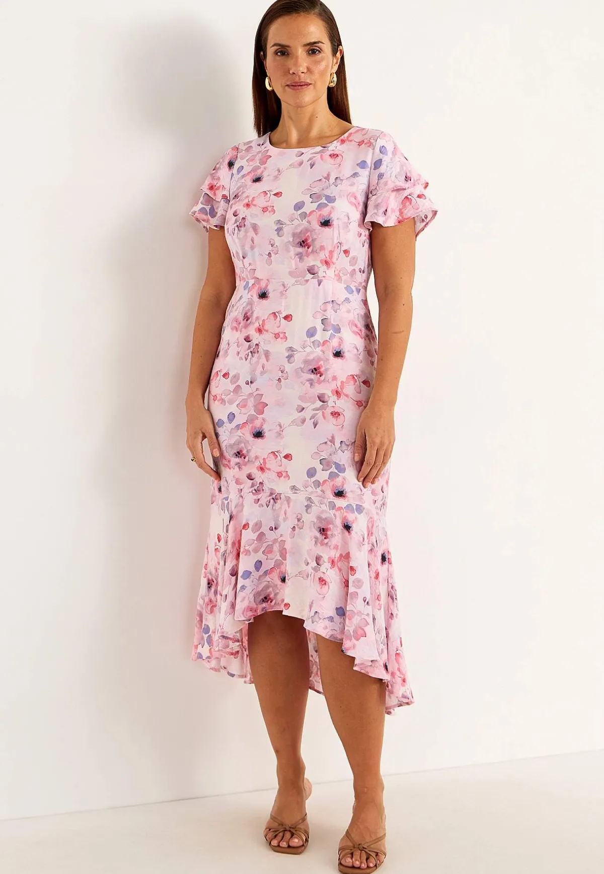 Cellbes of Sweden Volangklänning med fjärilsärmar Rosa / Blommig Best