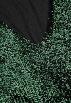 Cellbes of Sweden V-ringad paljettklänning Mörkgrön New