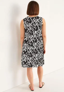 Cellbes of Sweden V-ringad, ärmlös trikåklänning Svart / Mönstrad Outlet