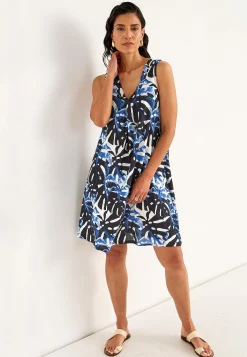 Cellbes of Sweden V-ringad, ärmlös trikåklänning Blå / Mönstrad Online