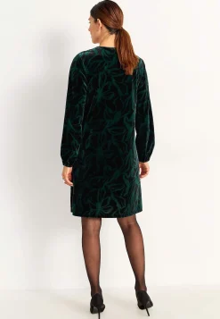 Cellbes of Sweden V-ringad sammetsklänning Mörkgrön / Mönstrad Sale