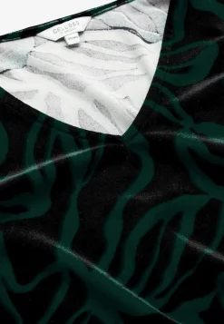 Cellbes of Sweden V-ringad sammetsklänning Mörkgrön / Mönstrad Sale