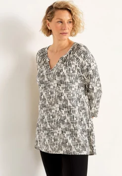 Cellbes of Sweden V-ringad trikåtunika Offwhite / Svart / Mönstrad Online