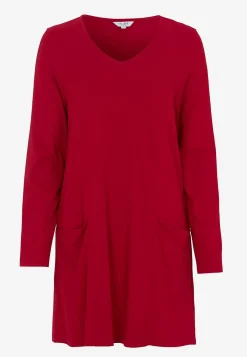 Cellbes of Sweden V-ringad trikåtunika med fickor Röd / Enfärgad