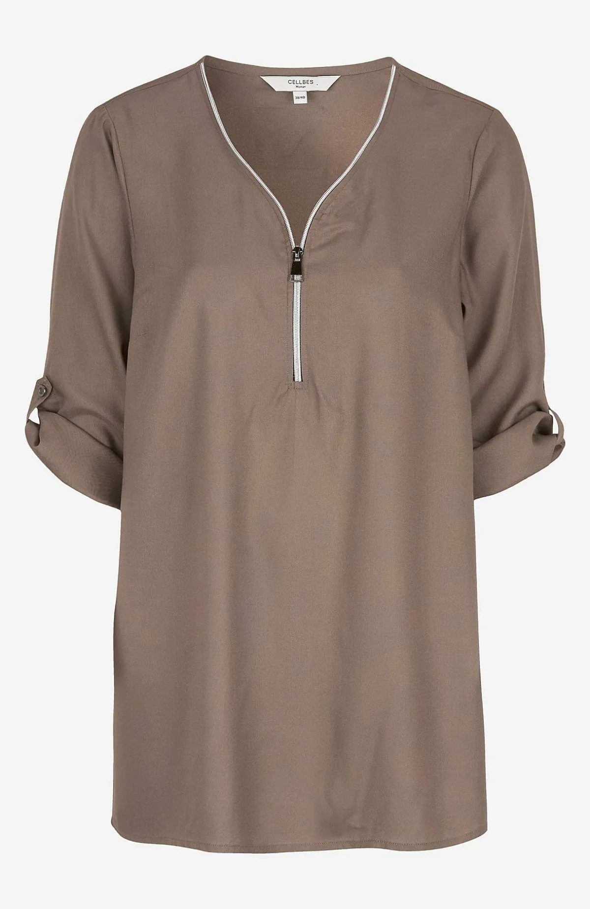 Cellbes of Sweden V-ringad tunika i två längder Nougat Hot
