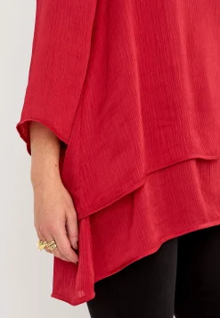 Cellbes of Sweden V-ringad tunika med trumpetärm Röd Best