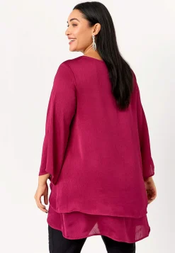 Cellbes of Sweden V-ringad tunika med trumpetärm Plommon Best