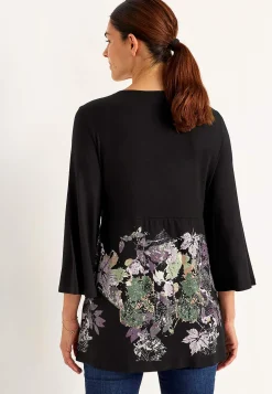 Cellbes of Sweden V-ringad tunika med vriden rynkdetalj Svart / Mönstrad Clearance