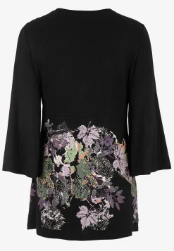 Cellbes of Sweden V-ringad tunika med vriden rynkdetalj Svart / Mönstrad Clearance