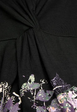 Cellbes of Sweden V-ringad tunika med vriden rynkdetalj Svart / Mönstrad Clearance