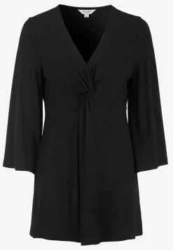 Cellbes of Sweden V-ringad tunika med vriden rynkdetalj Svart New