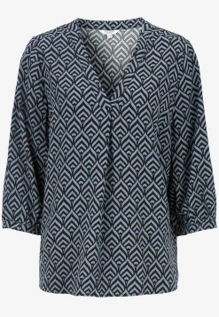Cellbes of Sweden V-ringad, vävd blus Blå / Mönstrad Best