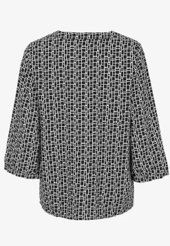 Cellbes of Sweden V-ringad, vävd blus Svart / Vit / Mönstrad