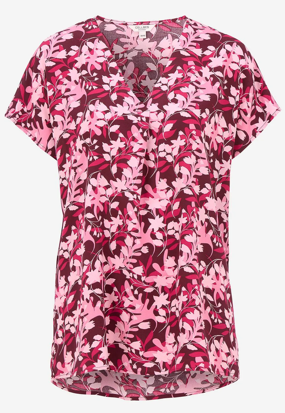 Cellbes of Sweden V-ringad, vävd tunika Vinröd / Mönstrad Sale