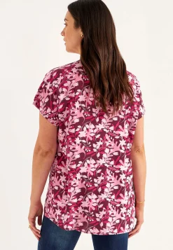 Cellbes of Sweden V-ringad, vävd tunika Vinröd / Mönstrad Sale