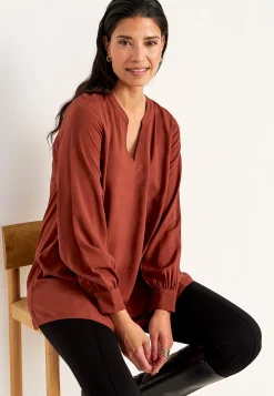 Cellbes of Sweden V-ringad, vävd tunika Roströd Sale